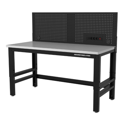 MESA DE TRABAJO C/ ACERO INOXIDABLE 61” PANEL RANURADO ADVANTAGE PRO 61WBSSTP