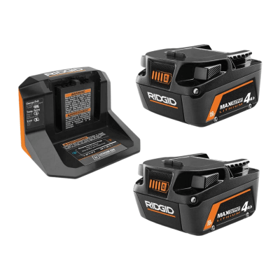 KIT DE INICIO MAX OUTPUT 2 BATERIAS 4.0AH 18V Y CARGADOR RIDGID AC8609340SB1