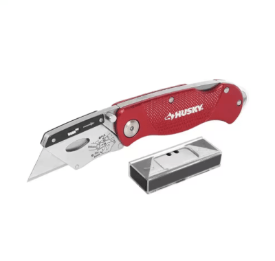 CUCHILLO PLEGABLE METALICO ROJO + 10 REPUESTOS 1005115283