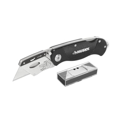 CUCHILLO PLEGABLE METALICO NEGRO + 10 REPUESTOS 108011
