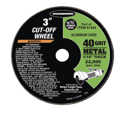 DISCO CORTE METAL 3” 40 GRIT 61355 10 UN