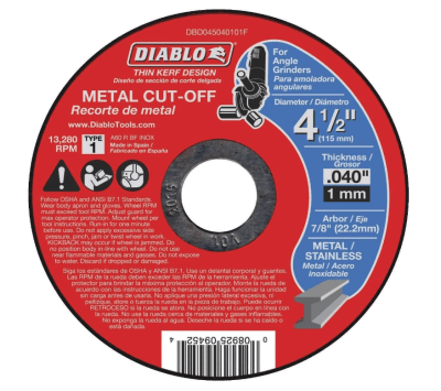 DISCO CORTE METAL DIABLO 4-1/2
