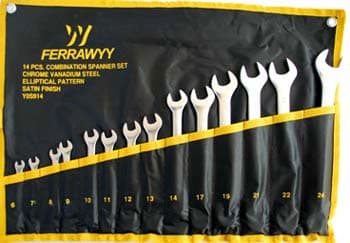 14pc JUEGO DE LLAVES PUNTA CORONA MM TERMINACION CROMADA FERRAWYY YOS614-2