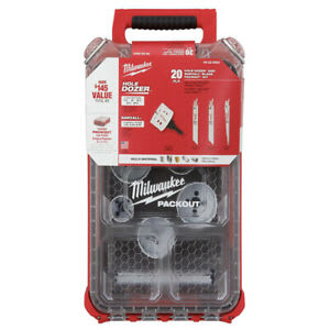 SET 20 SIERRAS SACABOCADOS + SIERRAS + PACKOUT MILWAUKEE 49-22-56211