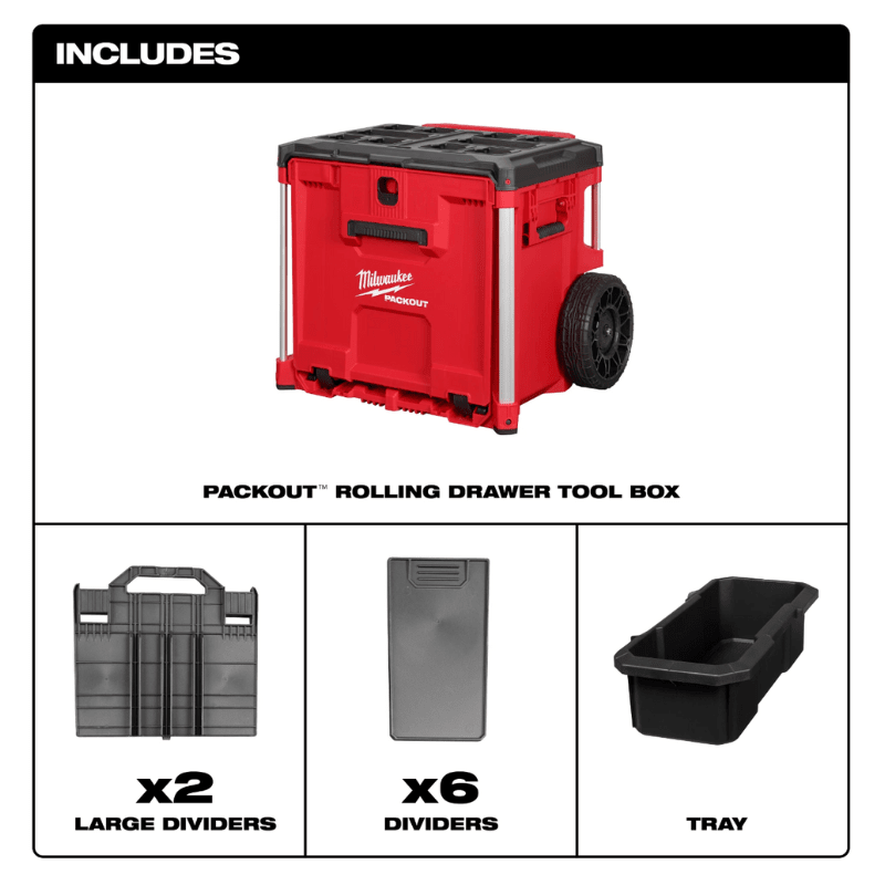 CAJA HERRAMIENTA RODANTE CON CAJONES PACKOUT MILWAUKEE 48-22-842010