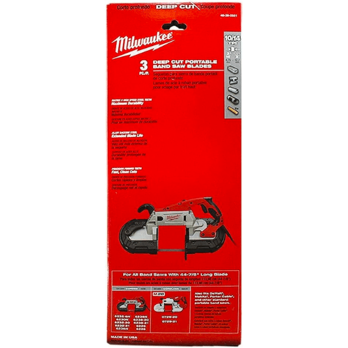 PACK 3 HOJAS DE SIERRA CINTA DE CORTE PROFUNDO PORTÁTILES MILWAUKEE 48-39-0551 0