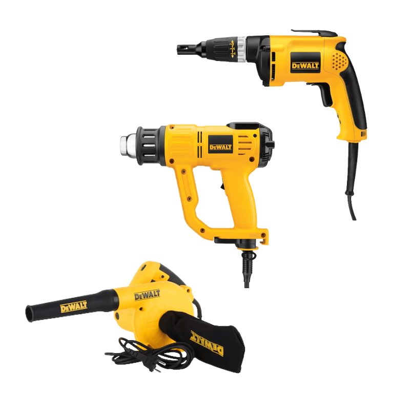 PACK PISTOLA CALOR + SOPLADOR + TORNILLADOR DEWALT 0