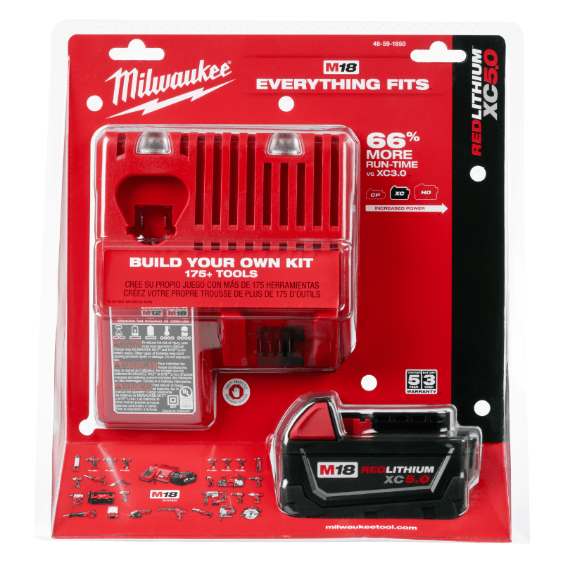 KIT CARGADOR + BATERÍA XC5.0 REDLITHIUM M18 MILWAUKEE 48-59-1850 0