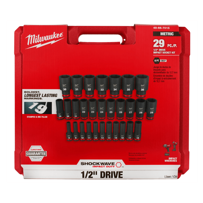 JUEGO DE 29 DADOS METRICOS PROFUNDOS 1/2 MILWAUKEE 49-66-7015 0