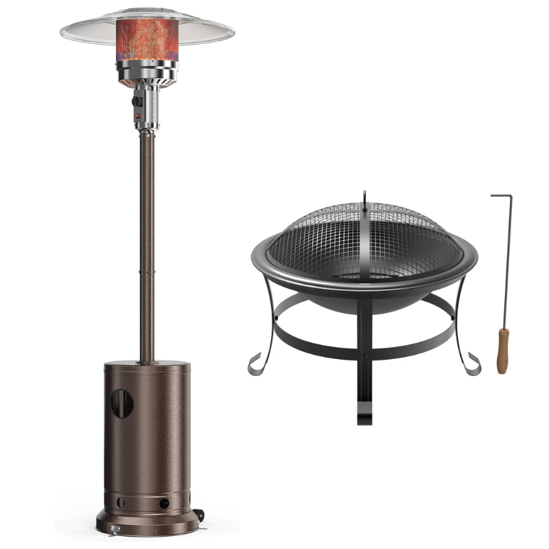KIT TT CALEFACTOR TERRAZA + BRASERO METAL PARA JARDIN 0