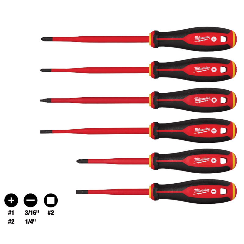 SET 6 DESTORNILLADORES AISLADOS PUNTA FINA MILWAUKEE 48-22-22062
