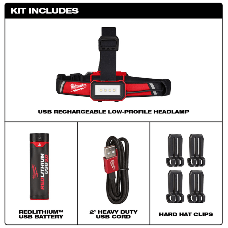 LINTERNA PARA CABEZA DE PERFIL BAJO USB DE 600 L MILWAUKEE 2115-213