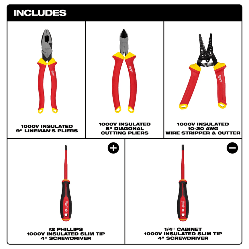 SET 5 HERRAMIENTAS AISLADAS 1000V MILWAUKEE 48-22-22152