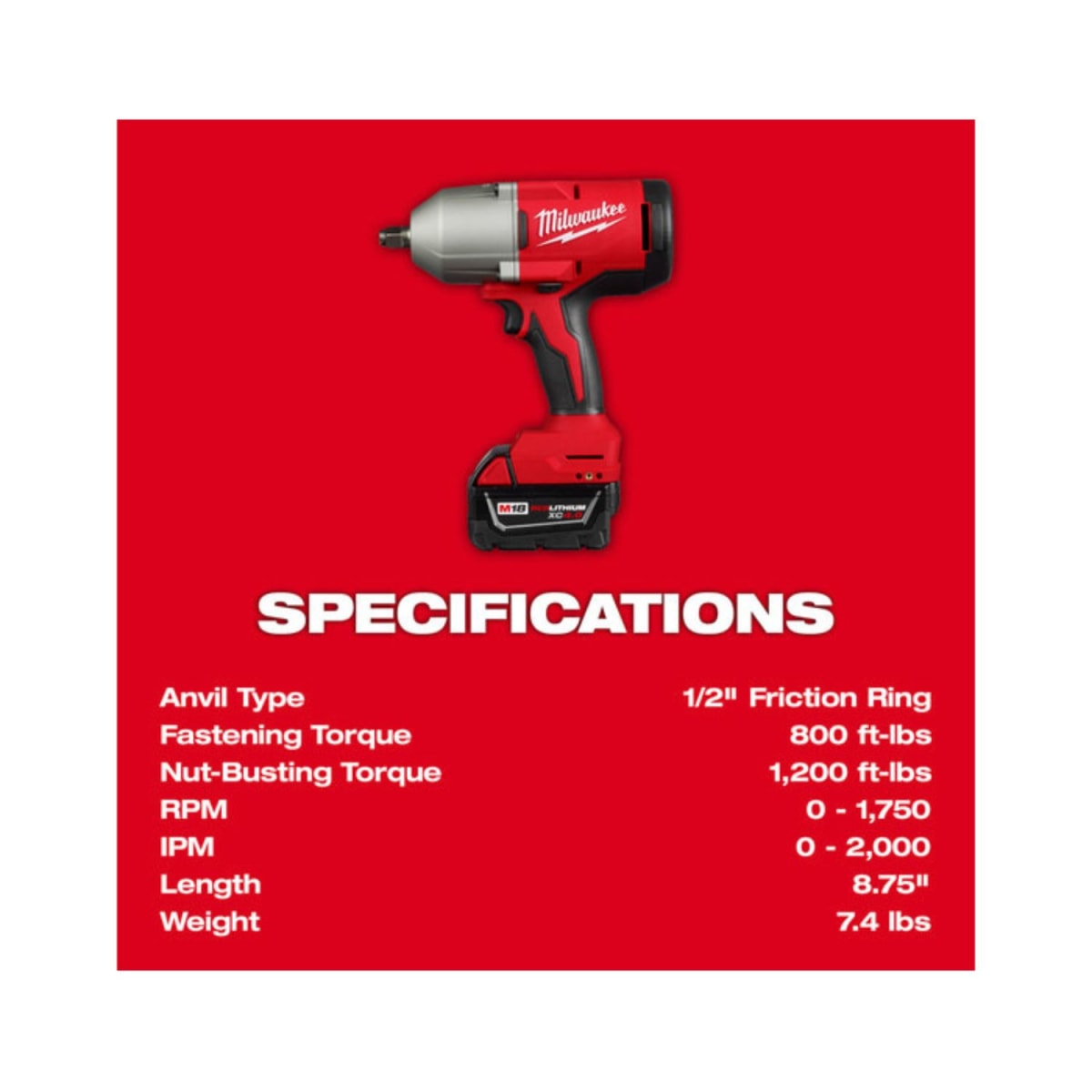 KIT LLAVE DE IMPACTO 1/2 MILWAUKEE 2666-21B2