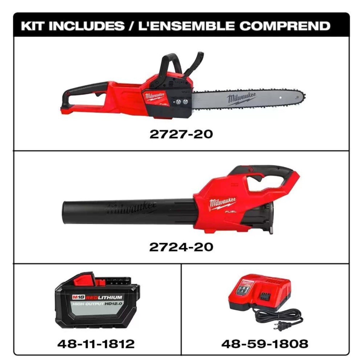 KIT DE MOTOSIERRA M18 FUEL CON BATERIA Y CARGADOR MILWAUKEE 2727-21HDP4