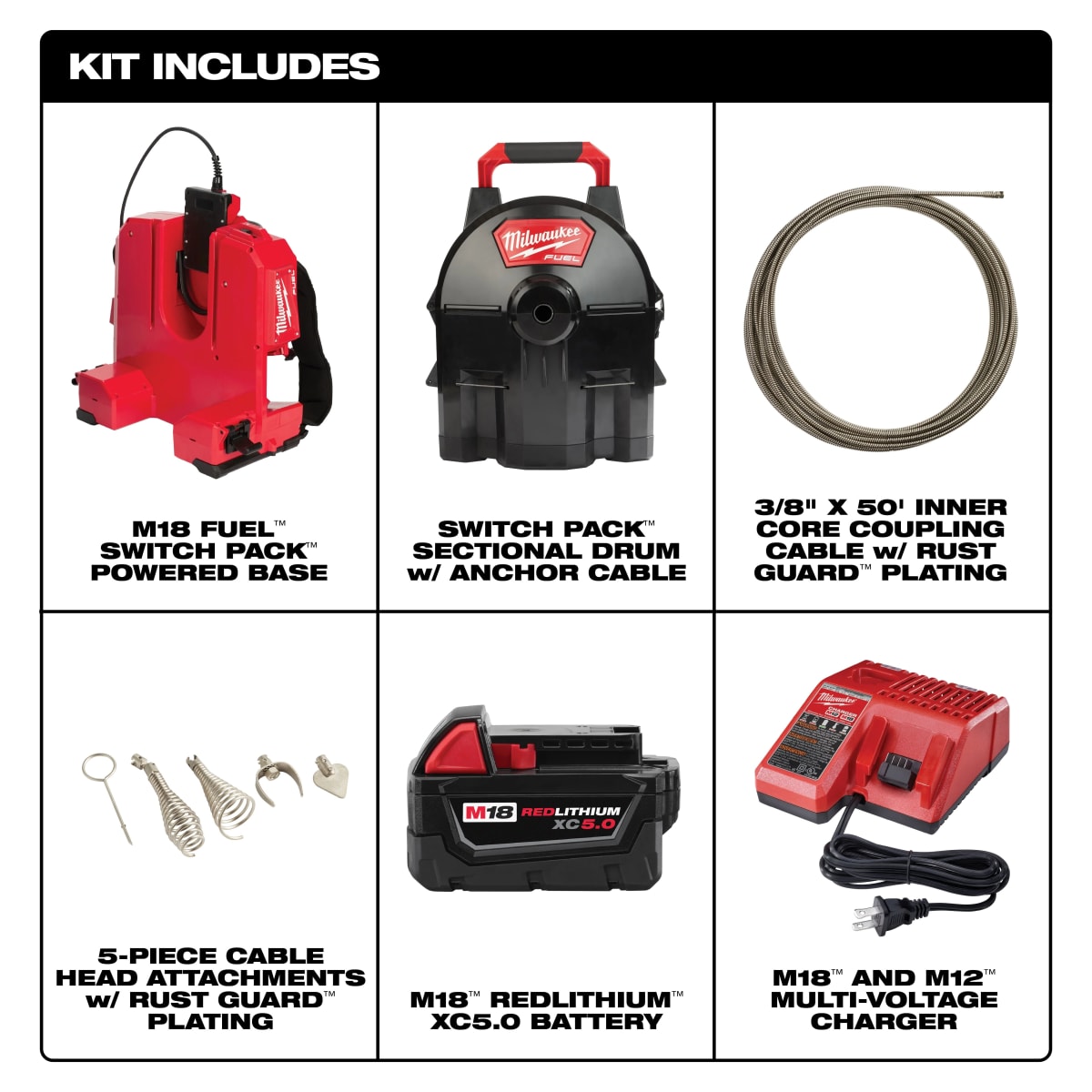 DESTAPADOR DE DESAGUES PORTATIL M18 CON CABLE 3/8