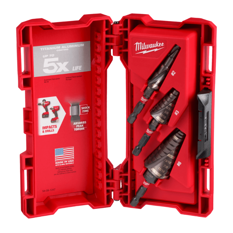 JUEGO DE BROCAS MECÁNICAS ESCALONADAS SHOCKWAVE MILWAUKEE 48-89-92562