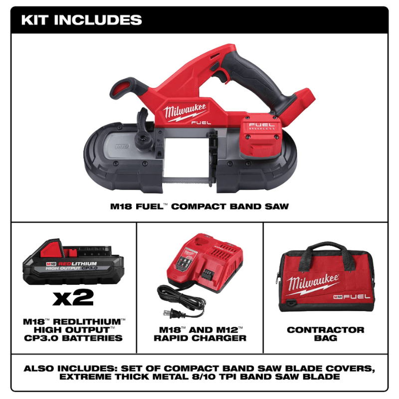 KIT SIERRA DE BANDA COMPACTA M18 FUEL CON BATERÍA Y CARGADOR MILWAUKEE 2829-222