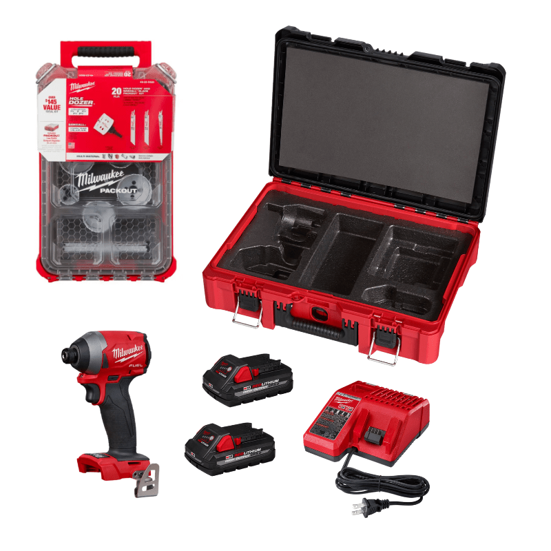 PACK ATORNILLADOR DE IMPACTO 2853-22PO + SET 22 SIERRAS Y SACABOCADOS 49-22-5620 MILWAUKEE 0