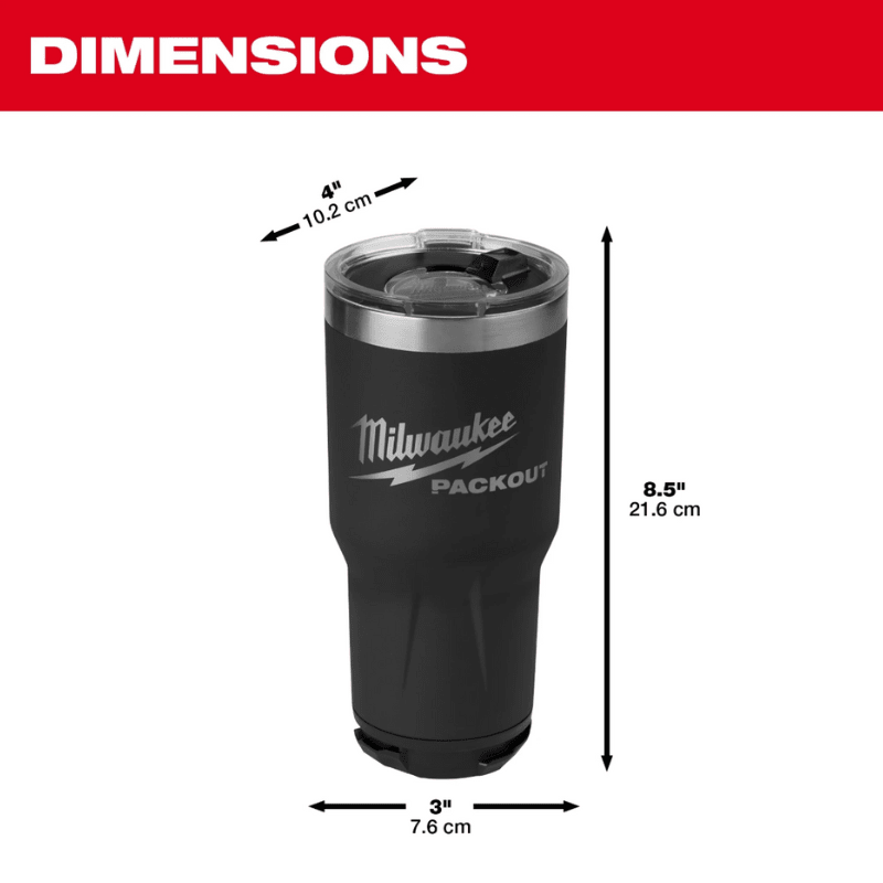 VASO 30 OZ PACKOUT NEGRO MILWAUKEE 48-22-8393B3