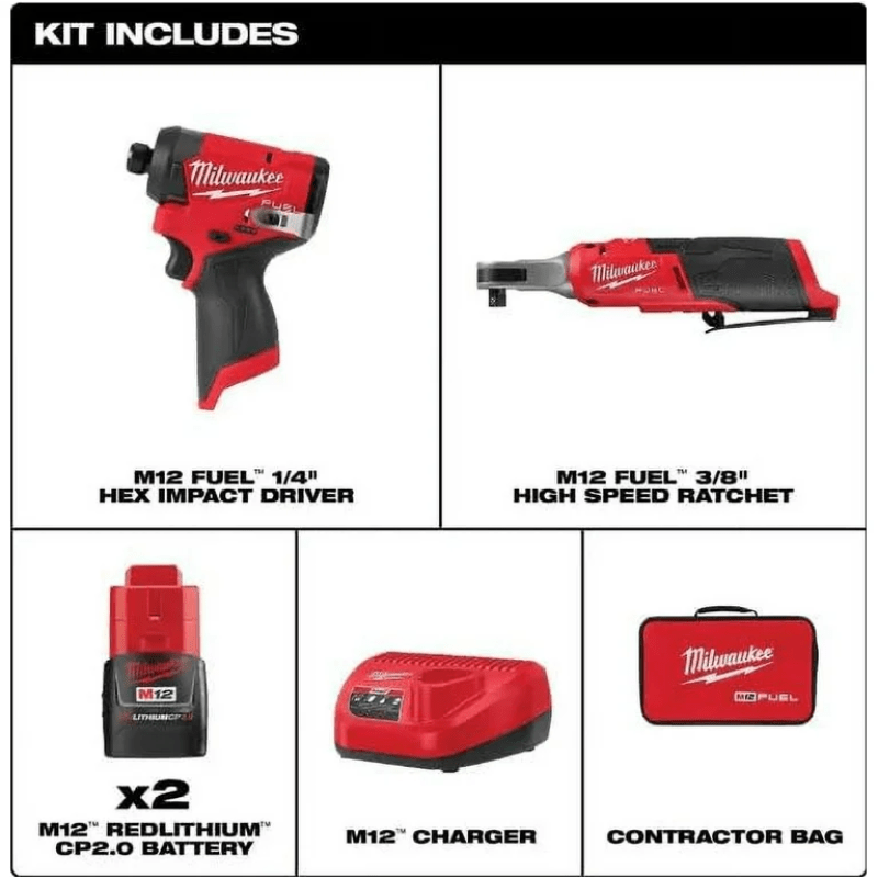 KIT DESTORNILLADOR DE IMPACTO HEXAGONAL M12 DE 1-1/4