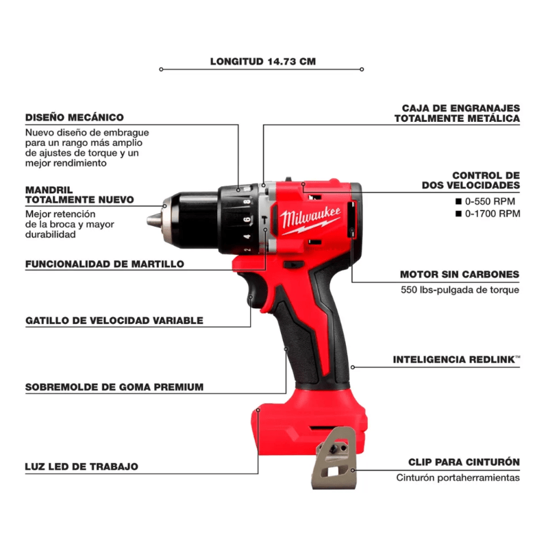 TALADRO/DESTORNILLADOR COMPACTO BRUSHLESS 1/2