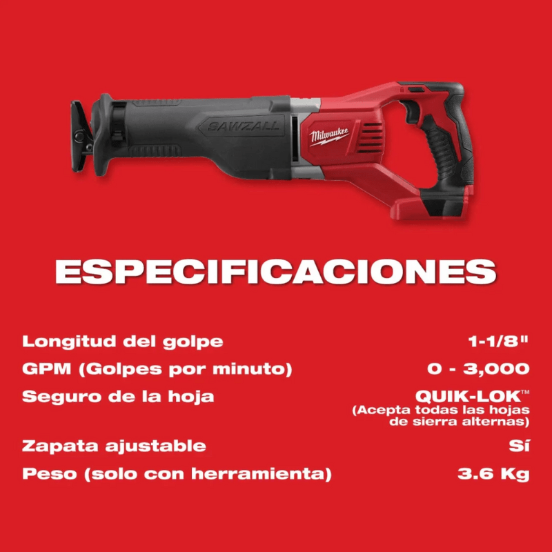 SIERRA SABLE INALAMBRICA M18 MILWAUKEE 2621-203