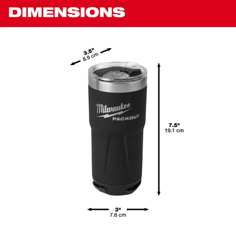 VASO 20 OZ PACKOUT NEGRO MILWAUKEE 48-22-8392B3