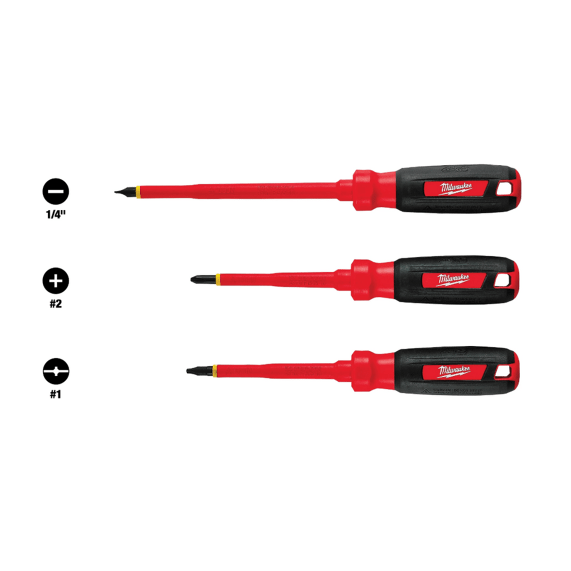JUEGO 3 DESTORNILLADORES CON AISLAMIENTO 1000V MILWAUKEE 48-22-22024