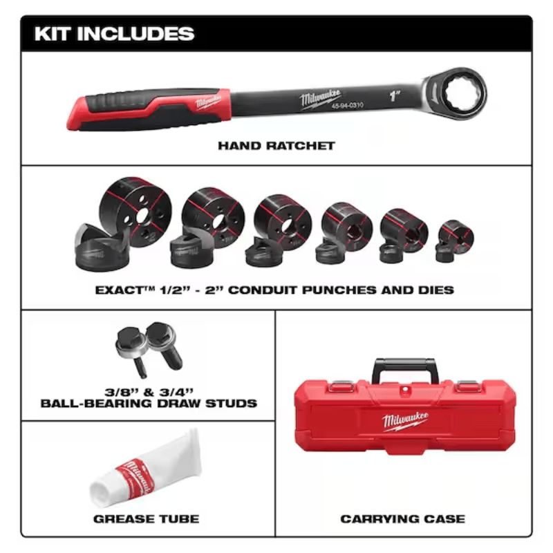 JUEGO PERFORACION KNOCKOUT MANUAL CON TRINQUETE 1/2