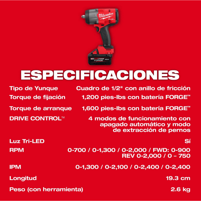 LLAVE DE ALTO TORQUE DE 1/2
