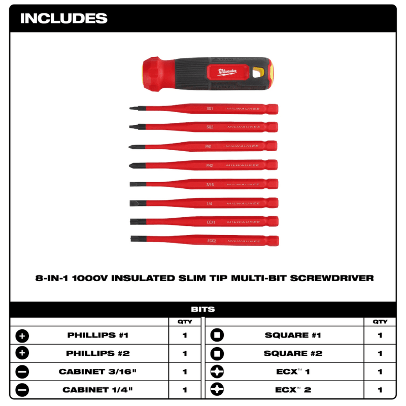 DESTORNILLADOR MULTIPLE AISLADO 8 EN 1 MILWAUKEE 48-22-22184