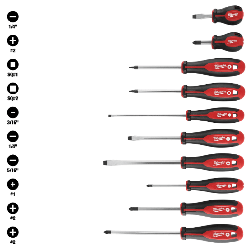 JUEGO DE DESTORNILLADORES 10PCS MILWAUKEE 48-22-27104