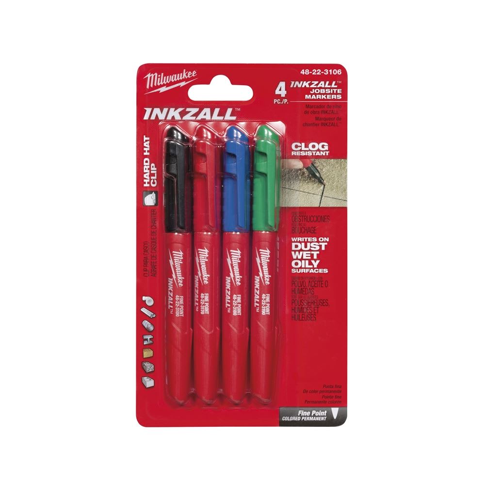 SET 4 MARCADORES COLOR PUNTA FINA MILWAUKEE 48-22-31062