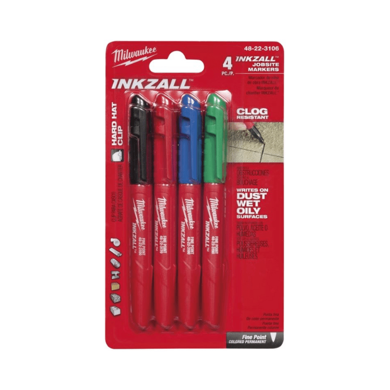 PACK 3 UNIDADES SET 4 MARCADORES COLOR PUNTA FINA MILWAUKEE 48-22-31062