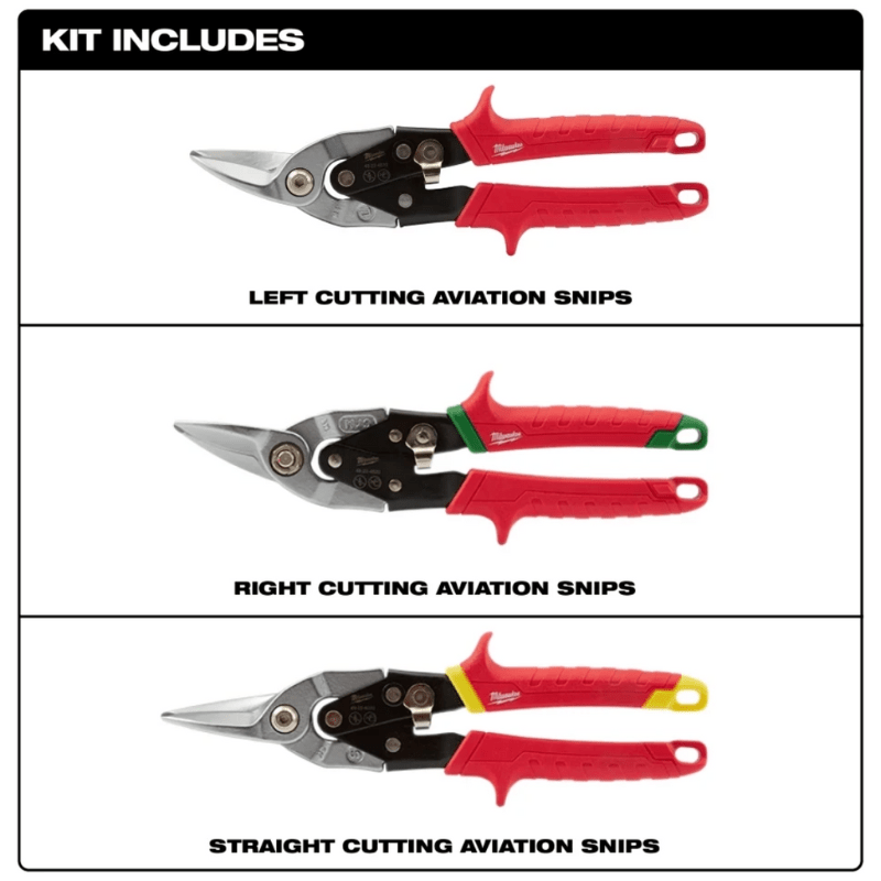 JUEGO DE TIJERAS DE AVIACIÓN 3PCS MILWAUKEE 48-22-45332