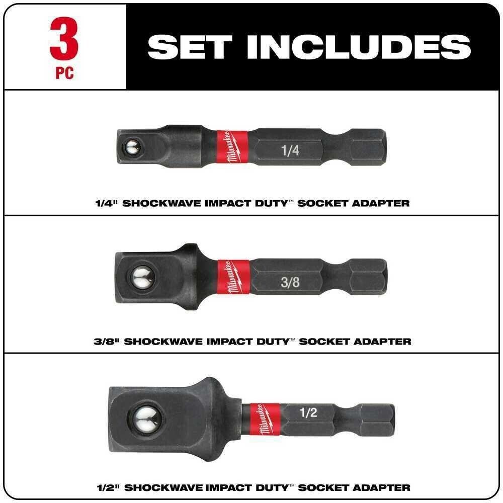 SET 3 ADAPTADORES DE IMPACTO MILWAUKEE 48-32-50332