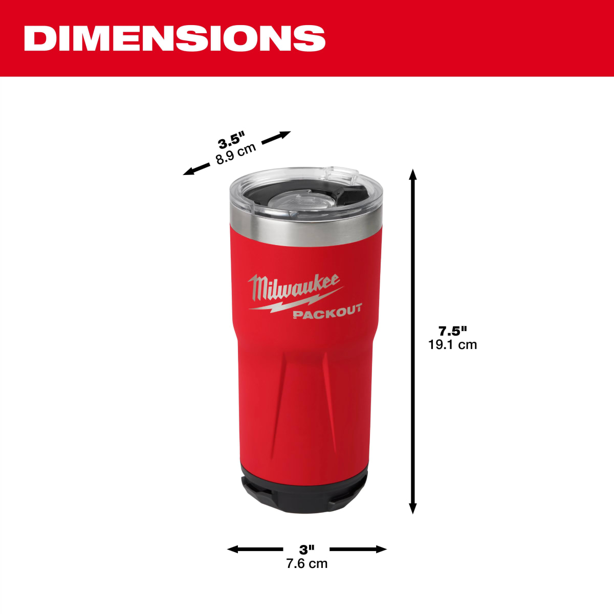 VASO 20 OZ PACKOUT ROJO MILWAUKEE 48-22-8392R2