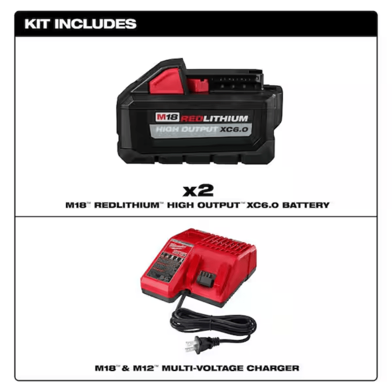 KIT DE INICIO HIGH OUTPUT 2 BATERIAS 6.0AH M18 Y CARGADOR MILWAUKEE 48-59-1862S4