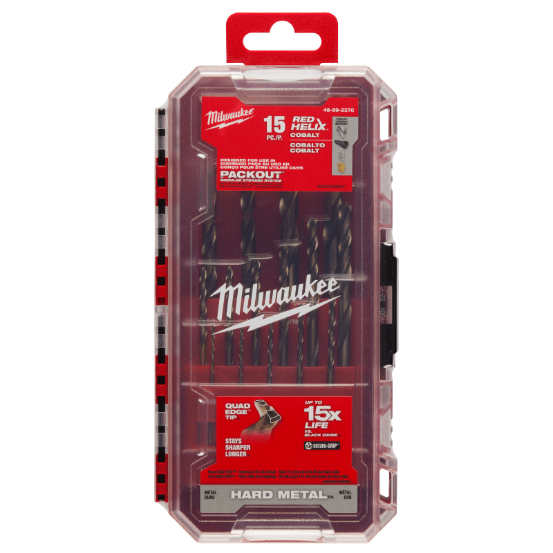 JUEGO DE BROCAS DE COBALTO RED HELIX DE 15 PCS MILWAUKEE 48-89-2370 0
