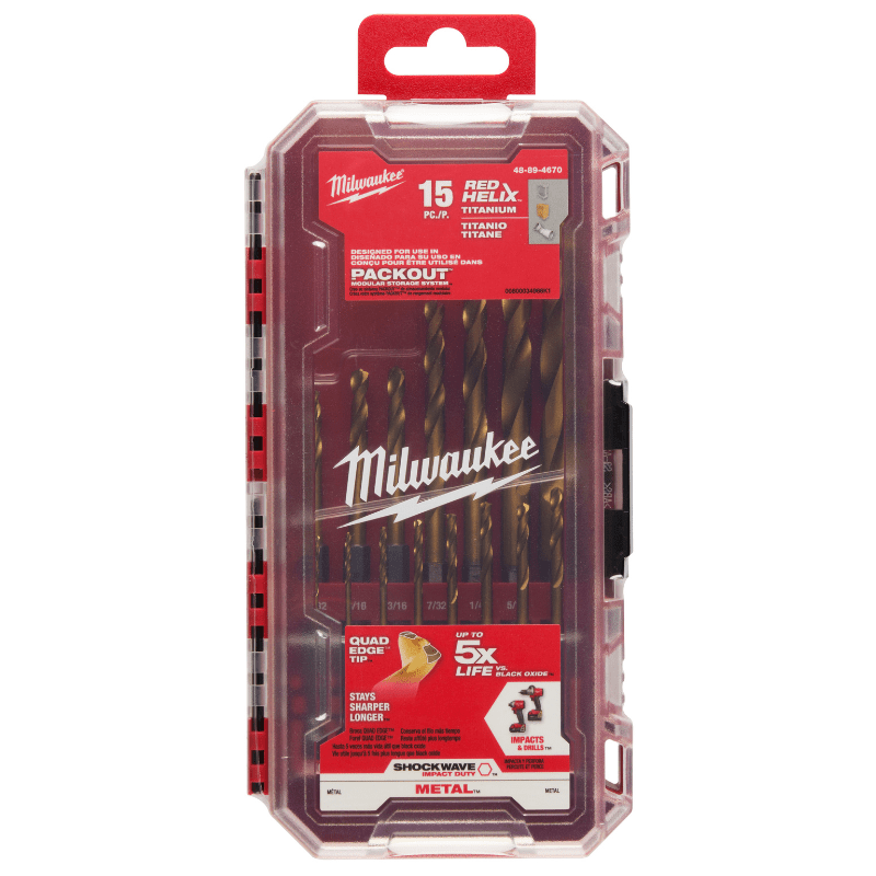 SET DE BROCAS DE TITANIO 15 PCS MILWAUKEE 48-89-4670 0