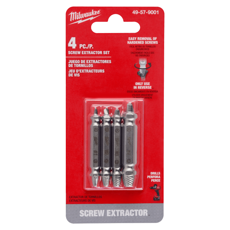 SET DE EXTRACTOR DE TORNILLOS DE ACERO M2 4PCS MILWAUKEE 49-57-9001 0