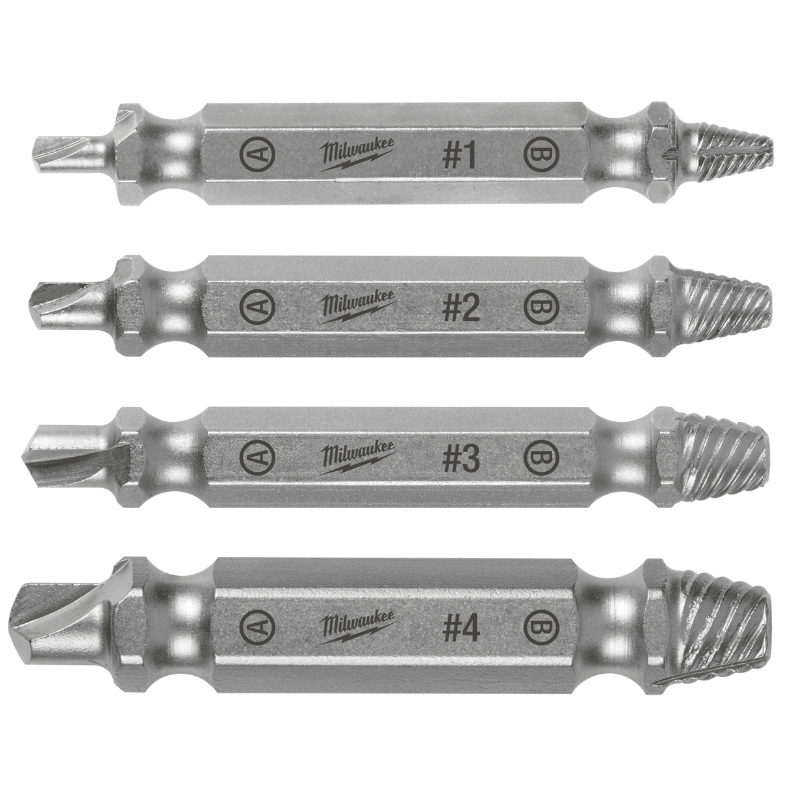 SET DE EXTRACTOR DE TORNILLOS DE ACERO M2 4PCS MILWAUKEE 49-57-90012