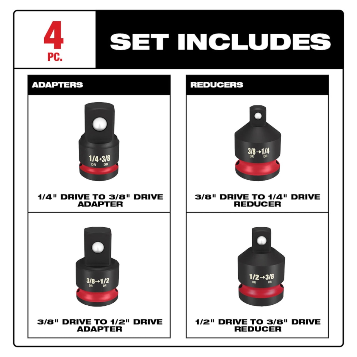 SET 4PC ADAPTADORES DE DADO DE IMPACTO 49-66-67423