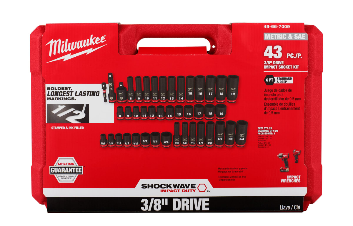 SET 43PC DADOS DE IMPACTO 3/8 MILWAUKEE 49-66-7009 0