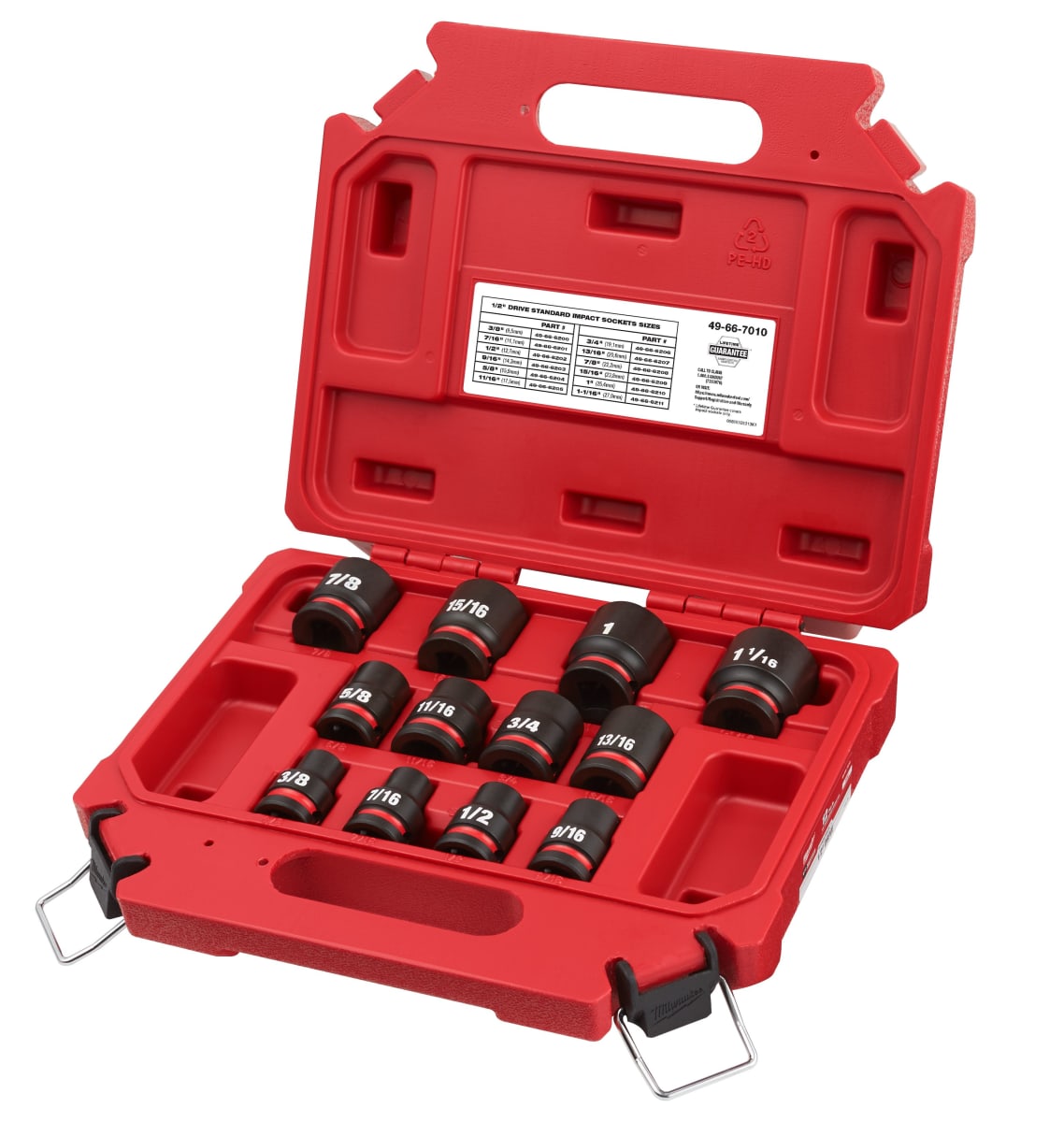 SET 12PC DADO DE IMPACTO 1/2 SAE MILWAUKEE 49-66-70103
