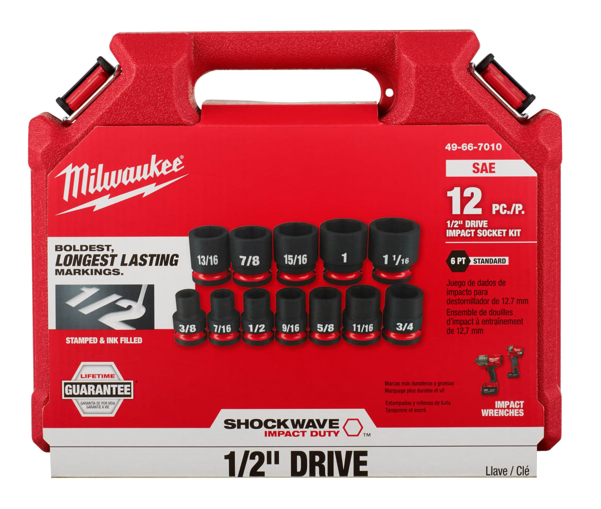 SET 12PC DADO DE IMPACTO 1/2 SAE MILWAUKEE 49-66-7010 0