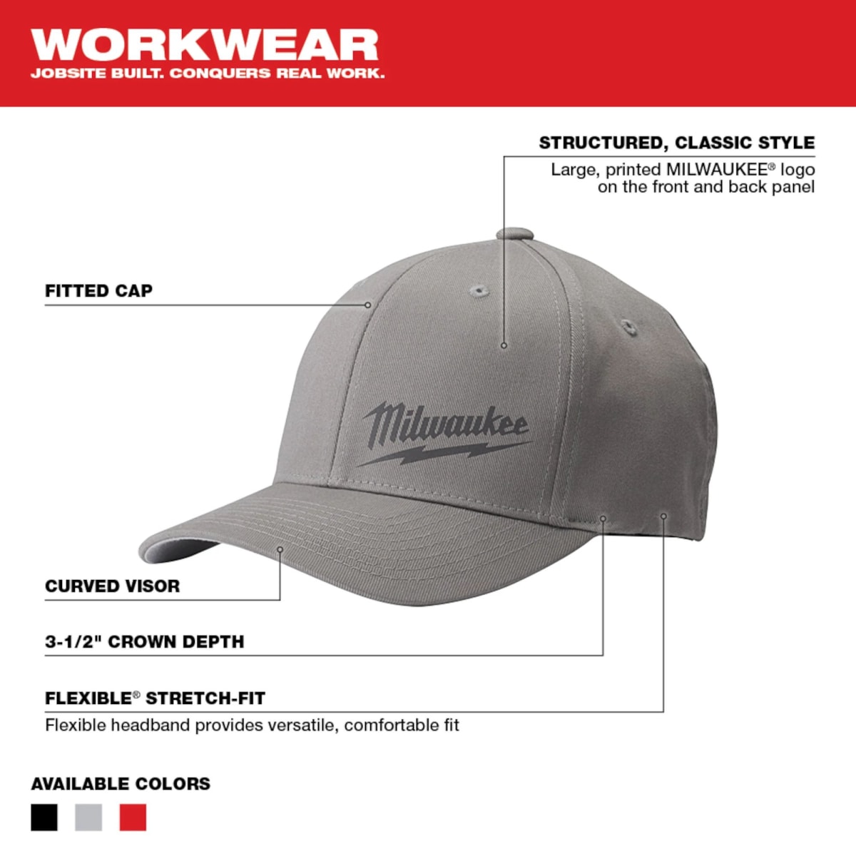 GORRA L/XL GRIS MILWAUKEE 504G-LXL3
