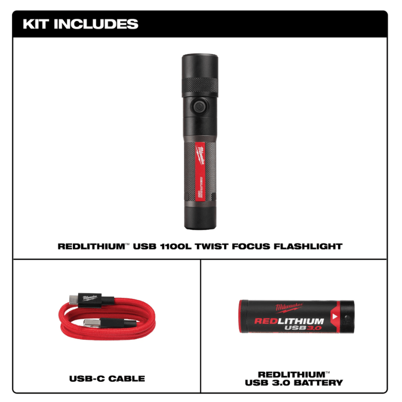 LINTERNA DE ENFOQUE GIRATORIO REDLITHIUM USB 1100L MILWAUKEE 2161-215