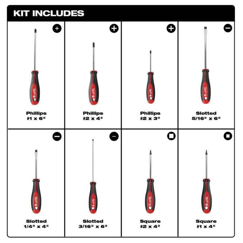 KIT 8 DESTORNILLADORES MILWAUKEE 48-22-27185